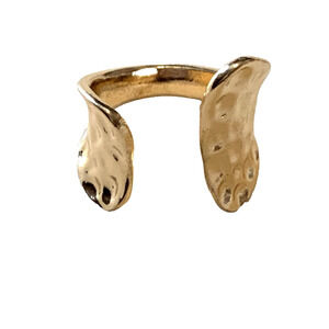Open Cuff Adjustable Ring Gold Tone Hammered Cuff Ring For Women Thumb Ring